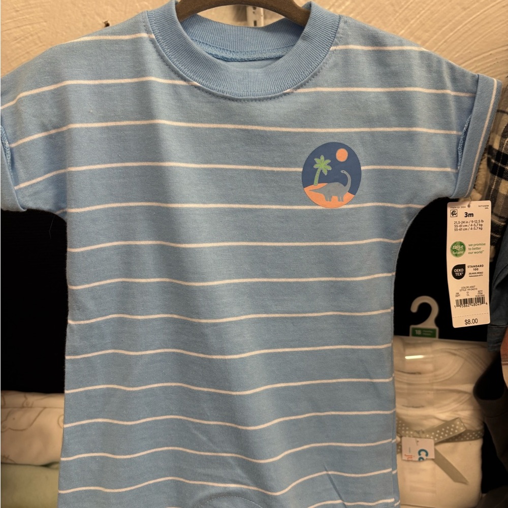 Carter's Blue and White Striped Short Sleeve Tee